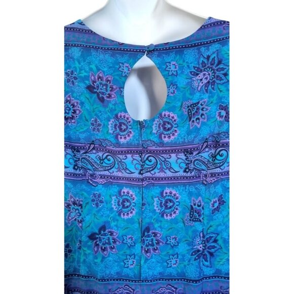 R & K Floral Print Sleeveless Back Keyhole Zip Closure Shift Dress Plus Size 20W - Picture 7 of 8